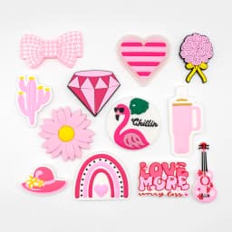 1/12pcs Pink Cactus Flower Charms For Beach Bag Accessories Pink Hat Heart Bow Handbag Decoration Flamingo Tote Bag Accessories