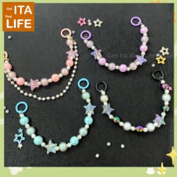 Italife Blue Chain Star Pearls Double Chains Ita bag Accessories Pink DIY Candy Shining Star Chain Anime ItaBag Decoration H335