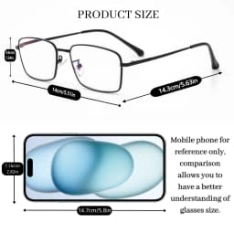 Progressive Multifocal Reading Glasses, Anti-Blue Light Lenses, Clear Vision from Far and Near, Metal Frame, Unisex.