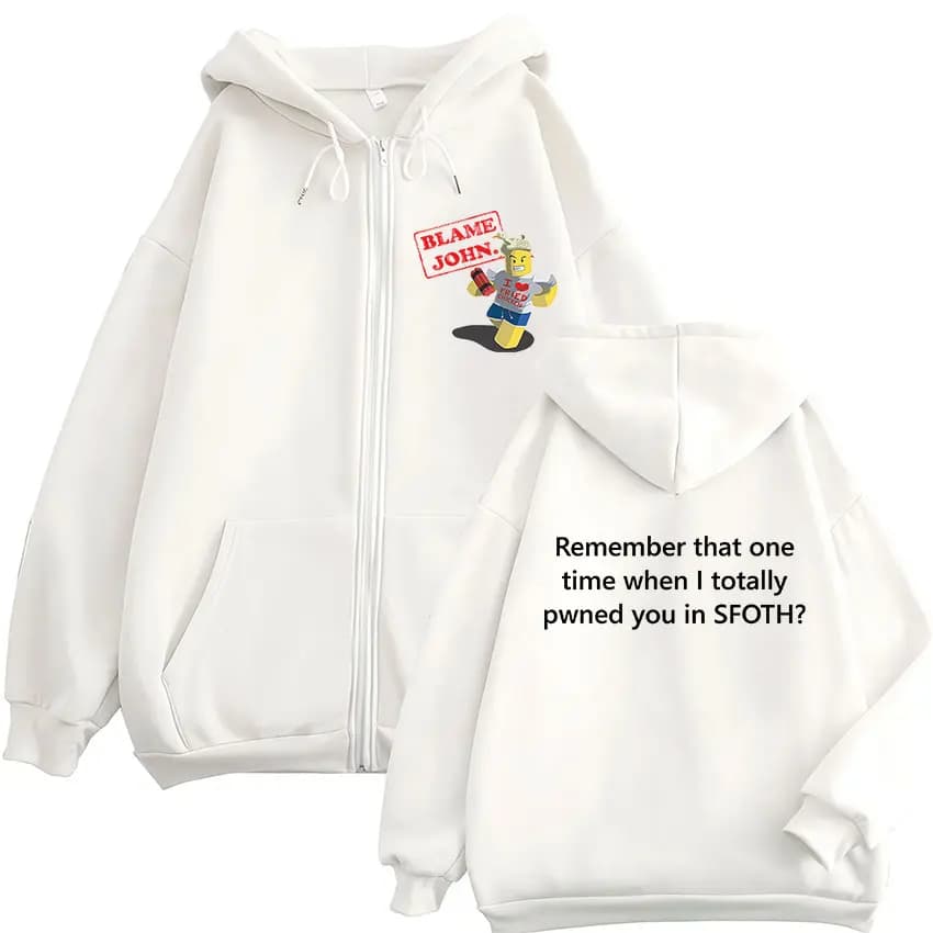 Funny Blame John Meme Zipper Hoodie Shedletsky Forsaken Fashion Autumn/Winter Sweatshirt Men Women Casual Oversized Coats Hoody