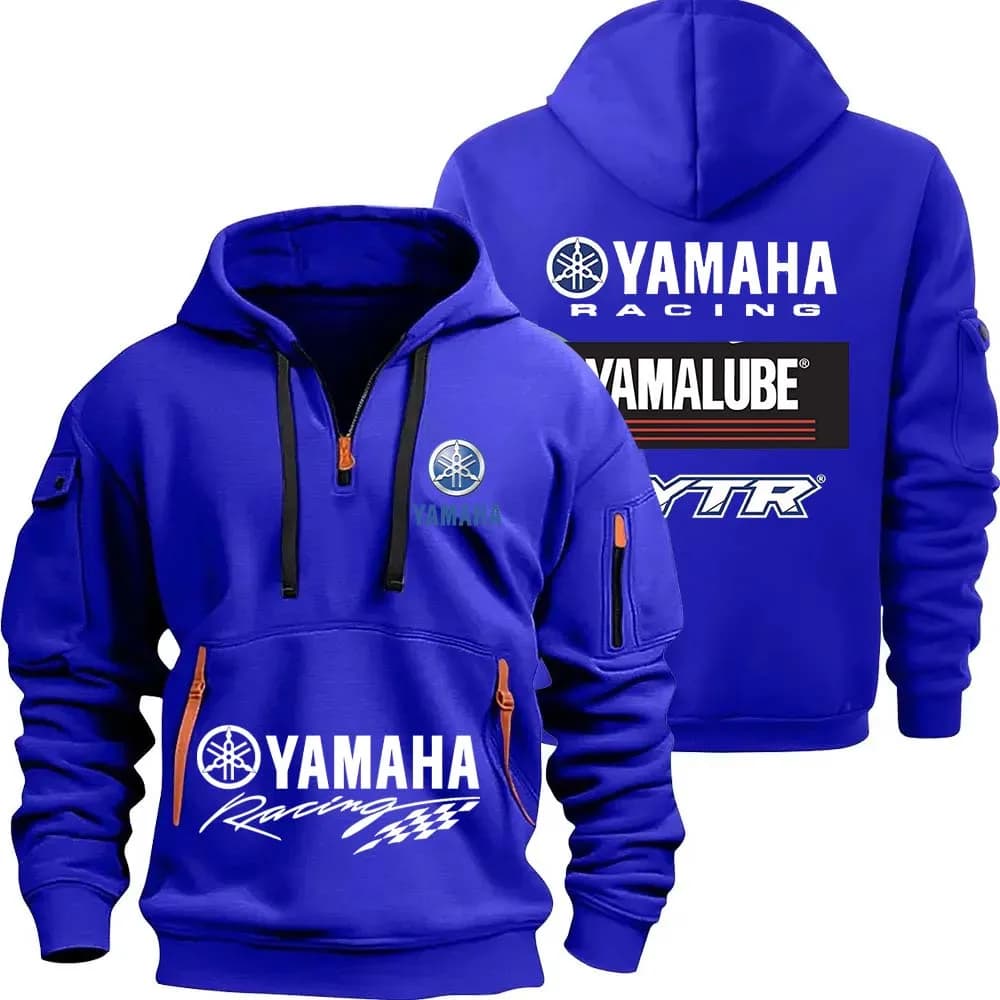 Yamaha YamaLube Logo Motorcycle Racing Team Men Half Zipper Hoodie Spring Male Sweatshirt Fashion Sports Men's Pullover Clothes