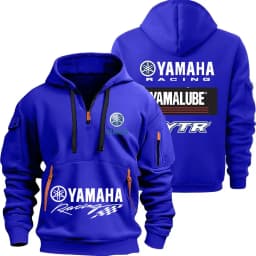 Yamaha YamaLube Logo Motorcycle Racing Team Men Half Zipper Hoodie Spring Male Sweatshirt Fashion Sports Men's Pullover Clothes