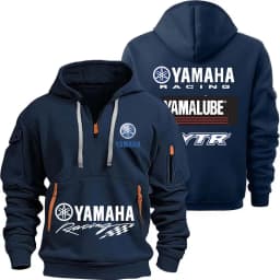 Yamaha YamaLube Logo Motorcycle Racing Team Men Half Zipper Hoodie Spring Male Sweatshirt Fashion Sports Men's Pullover Clothes