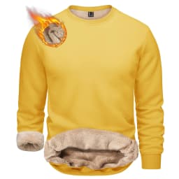 TACVASEN Winter Thicken Fleece Crewneck Sweatshirt Mens Warm Sherpa Lined Heavy Winter Pullover Basic Tops Shirts No Hood Hoodie