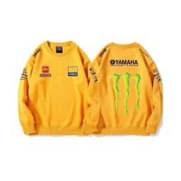 Men's Yamaha Monster Energy Racing Sweatshirt Casual Long Sleeve Crew Neck Pullover Motocross Streetwear Loose Fit Tops