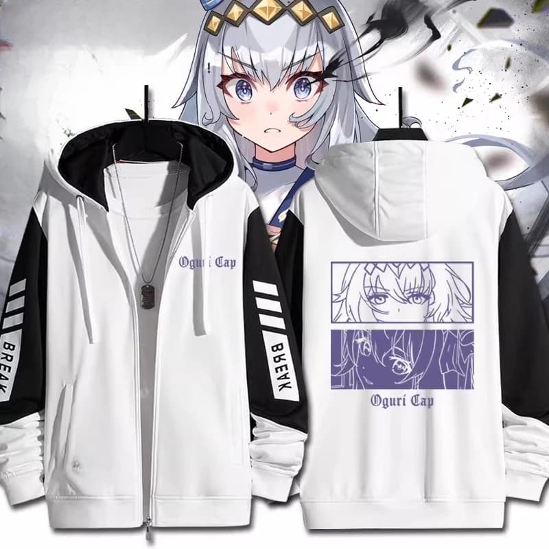 Anime Uma Musume Pretty Derby Oguri Cap Tamamo Cross Cosplay Costume Unisex 3D Hoodie Sweatshirt Zipper Hooded Jacket