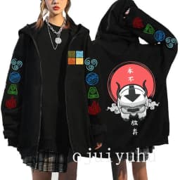 Avatar The Last Airbender Zip Up Hoodies Appa Yip Harajuku Print Zippper Jackets Sweatshirt Fashion Mange Vintage Y2k Streetwear