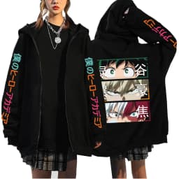 Anime My Hero Academia Todoroki Shoto Zip Up Hoodies Funny Bakugou Katsuki Harajuku Oversize Streetwear Clothes zipper coats