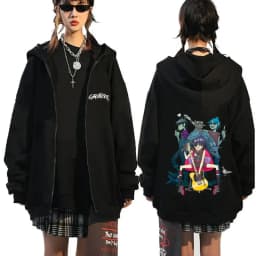 Rock Band Gorillaz Demon Days Eyes Graphic Zipper Hoodie Men Hip Hop Fashion Oversized Zip Up Jacket Unisex Zip Up Sweatshirt
