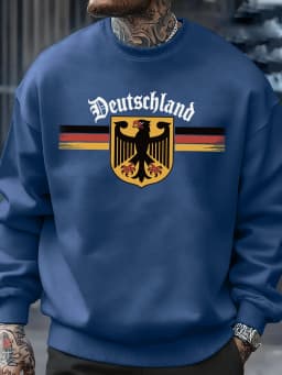 Deutschland National Emblem Printed Sweatshirt Men Autumn Hip Hop Pullovers Crewneck Fleece Top Oversized Street Tracksuit