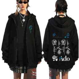 Ado World Tour 2025 Hibana Zipper Hoodie Men Women Fashion Japanese Style Zip Up Jacket Unisex Casual Vintage Zip Up Sweatshirt