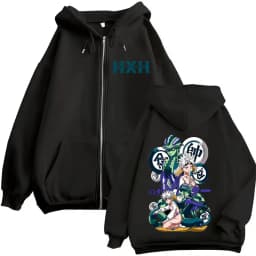 Anime Hunter X Hunter Zipper Hoodie Killua Zoldyck Graphic Hoodies Men Women Vintage Oversized Fleece Cotton Zip Up Jacket Coat