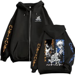 Anime Hunter X Hunter Zipper Hoodie Killua Zoldyck Graphic Hoodies Men Women Vintage Oversized Fleece Cotton Zip Up Jacket Coat
