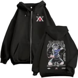 Anime Hunter X Hunter Zipper Hoodie Killua Zoldyck Graphic Hoodies Men Women Vintage Oversized Fleece Cotton Zip Up Jacket Coat