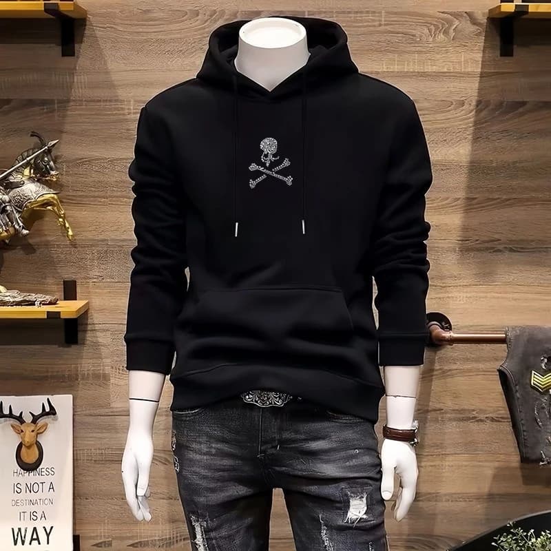 Hoodie Street Sports Cartoon Iron Drill Pattern Hoodie Casual Everything Plus Cashmere Fashion Hoodie