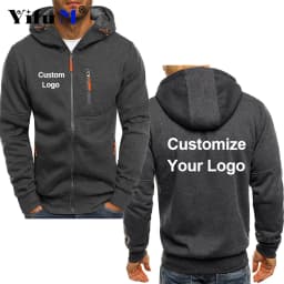 Custom Your Logo Men's Hoodies DIY Printed Sweatshirts Zipper for Male Hoody Sweatshirt Fleece Cardigan Hooded Jacket Autumn New