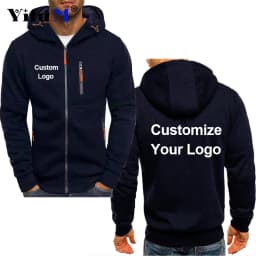Custom Your Logo Men's Hoodies DIY Printed Sweatshirts Zipper for Male Hoody Sweatshirt Fleece Cardigan Hooded Jacket Autumn New