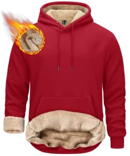 TACVASEN Thicken Sherpa Lining Hoodies Mens Winter Hoodies Pocket Sweatshirts Jackets Hooded Pullover Casual Coats Tops
