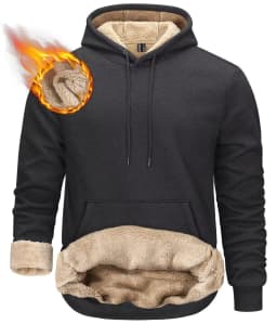 TACVASEN Thicken Sherpa Lining Hoodies Mens Winter Hoodies Pocket Sweatshirts Jackets Hooded Pullover Casual Coats Tops