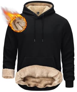 TACVASEN Thicken Sherpa Lining Hoodies Mens Winter Hoodies Pocket Sweatshirts Jackets Hooded Pullover Casual Coats Tops