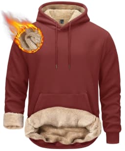 TACVASEN Thicken Sherpa Lining Hoodies Mens Winter Hoodies Pocket Sweatshirts Jackets Hooded Pullover Casual Coats Tops