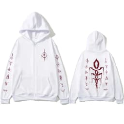 Game Bloodborne Graphic Zipper Hoodie Horror Hunter Cosplay Zip Up Jacket Men Women Casual Vintage Oversized Zip Up Sweatshirt