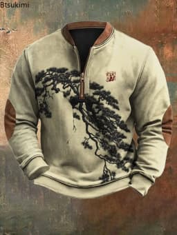 2026 Spring Autumn 3D Printed Sweatshirts Men's Outdoor Casual Long Sleeve Hoodies Stand Collar Pullover Tops Youth Men Sweaters