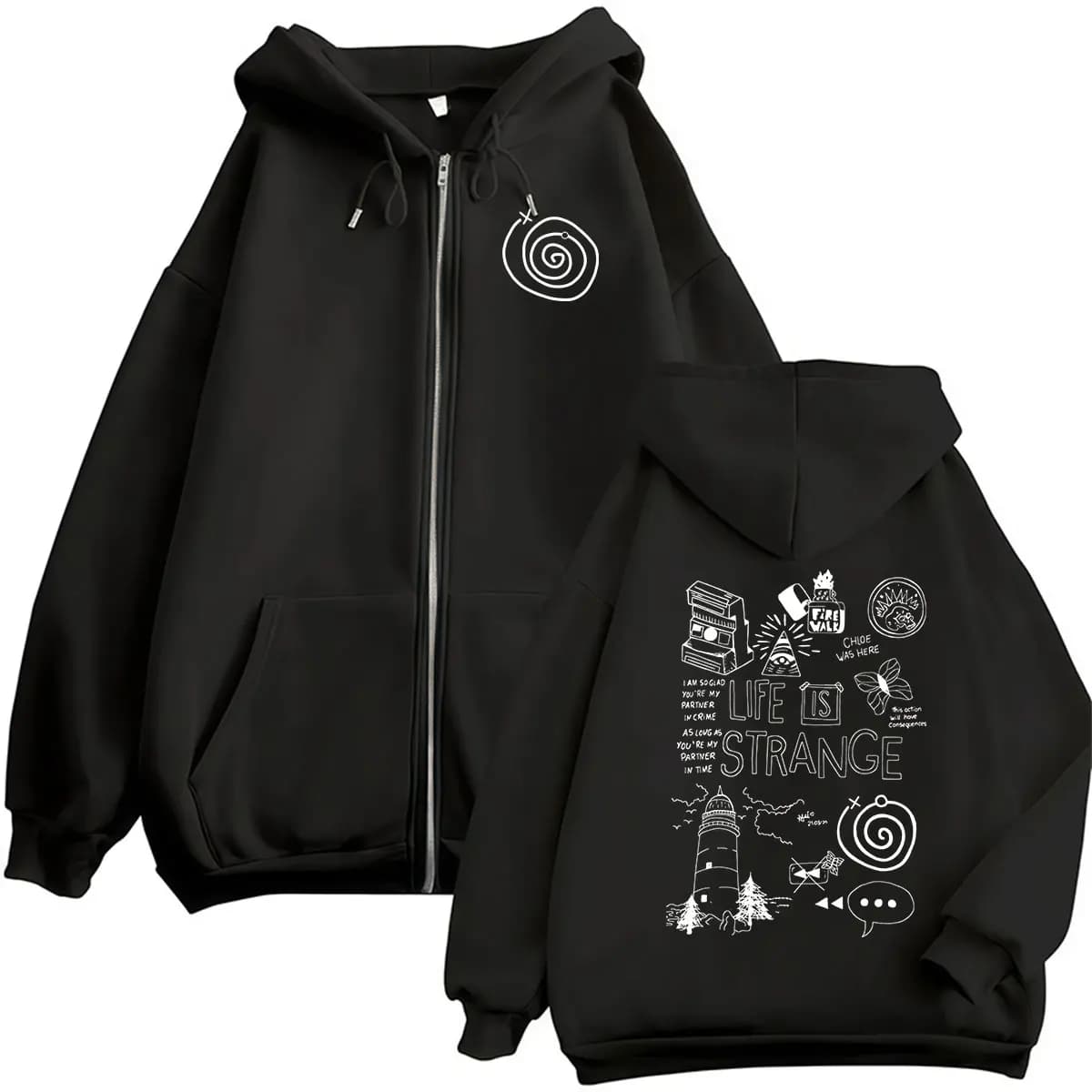 Game Life Is Strange Print Zipper Hoodie Men Women Long Sleeve Fashion Oversized Sweatshirt Loose Pullover Clothing Coats Hooded