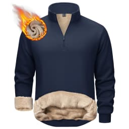 TACVASEN Mens Turtleneck Fleece Sweatshirts Casual Quarter Zip Sherpa Lined Sweatshirt Running Sports Hoodie Pullovers Tops Male