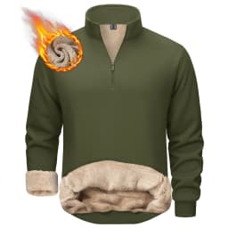 TACVASEN Mens Turtleneck Fleece Sweatshirts Casual Quarter Zip Sherpa Lined Sweatshirt Running Sports Hoodie Pullovers Tops Male