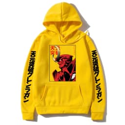 Anime Tengen Toppa Gurren Lagann Mecha Graphic Print Hoodie Men Loose Oversize Hoodies Vintage Manga Fashion Sweatshirt Pullover