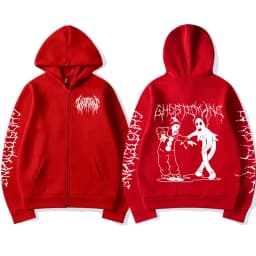 Limited Ghostemane Zipper Hoodie Graphic Print Hoodies Metal Rock Gothic Zip Up Hooded Sweatshirts Harajuku Streetwear Coats