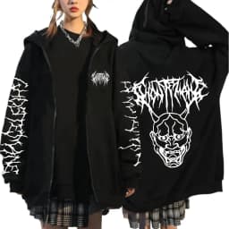Limited Ghostemane Zipper Hoodie Graphic Print Hoodies Metal Rock Gothic Zip Up Hooded Sweatshirts Harajuku Streetwear Coats