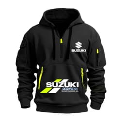 Suzuki Logo Motorcycle Team 2026 New Fashionable Outdoor Sports Men's Half Zipper Pocket Women's Sports Hoodie