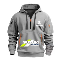 Suzuki Logo Motorcycle Team 2026 New Fashionable Outdoor Sports Men's Half Zipper Pocket Women's Sports Hoodie