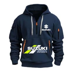 Suzuki Logo Motorcycle Team 2026 New Fashionable Outdoor Sports Men's Half Zipper Pocket Women's Sports Hoodie