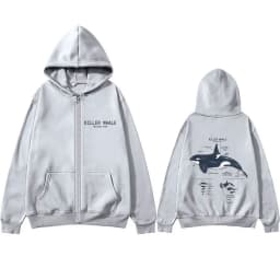 Marine Animals Killer Whale Anatomy Graphic Zipper Hoodie Men Women Casual Funny Zip Up Jacket Unisex Fashion Oversized Hoodies