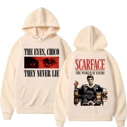 Tony Montana Scarface Vintage Style Hoodie The World Is Yours Men's Hip Hop Harajuku Hoodie Oversized Fleece Fashion Pullovers