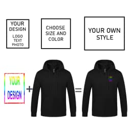 Customized/Designed Logo Zipper Hoodie Men's and Women's Long Sleeve Polyester Hoodie Printed Logo Casual Team Advertising Top