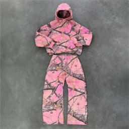 Y2K Retro Hoodie Men Camouflage Pattern Pink Sweatshirt High Street Hip Hop Streetwear Oversized Unisex Gothic Camo Hoodie Women