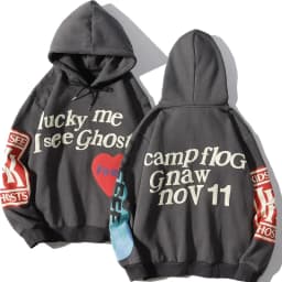 Harajuku Weirdo Graffiti Letter Printed Hoodies Men 2025 Lucky Me I See Ghosts Mens Hooded Sweatshirt Fleece Pullover Streetwear