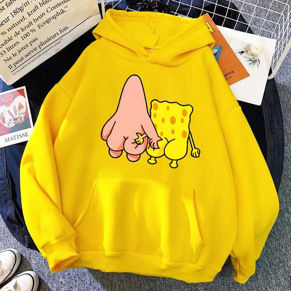 2026 New Fun SpongeBob SquarePants And Patrick Star Men's Fashion Sports Couple Style Plus Big Hoodie