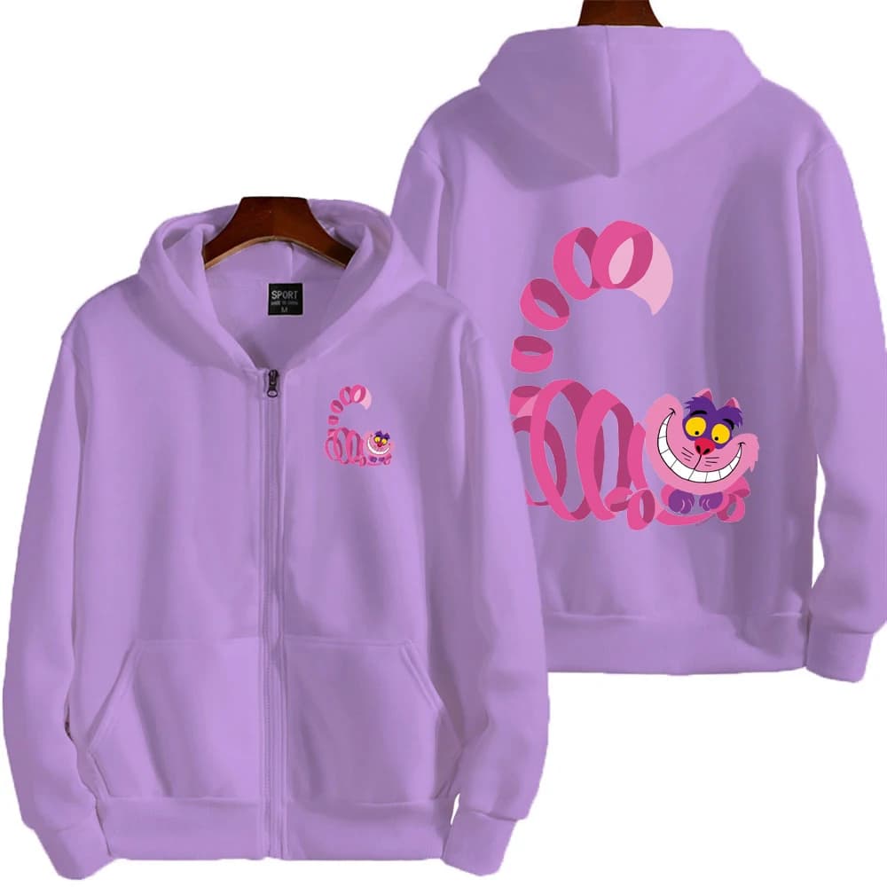 Cheshire Cat Cartoon Anime Women Zipper Hoodie Spring Autumn Alice In Wonderland Fashion Men Sweatshirt Couple Jackets Coats