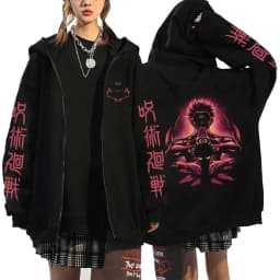 Satoru Gojo Print Hooded Anime Jujutsu Kaisen Clothing Men Women Zipper Hoodies Oversized Casual Sweatshirt Harajuku Zip Jacket