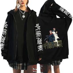 Satoru Gojo Print Hooded Anime Jujutsu Kaisen Clothing Men Women Zipper Hoodies Oversized Casual Sweatshirt Harajuku Zip Jacket