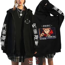 Satoru Gojo Print Hooded Anime Jujutsu Kaisen Clothing Men Women Zipper Hoodies Oversized Casual Sweatshirt Harajuku Zip Jacket