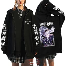 Satoru Gojo Print Hooded Anime Jujutsu Kaisen Clothing Men Women Zipper Hoodies Oversized Casual Sweatshirt Harajuku Zip Jacket