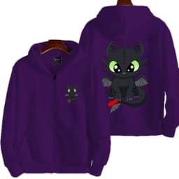 Toothless cartoon animation 2026 new style Harajuku street men's oversized thick zipper women's couple hooded coat