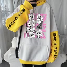 Anime Funny My Hero Academia Hoodies Kawaii Manga Mina Ashido Poster Harajuku Streetwear Unisex Long Sleeve Patchwork Sweatshirt