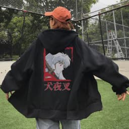 Japanese Anime InuYasha Men's Hoodies Harajuku Fashion Y2k Vintage Hip Hop Streetwear Casual Drawstring Oversized Sweatshirts